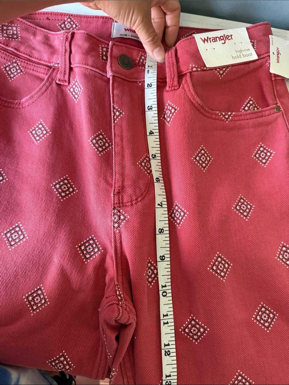 Wrangler Red Printed Bootcut Jeans - Picture 7 of 9
